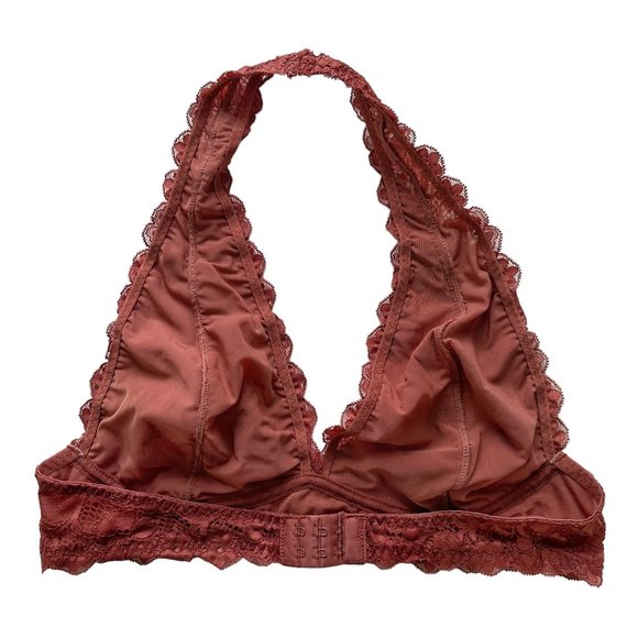 Free People Intimately MEDIUM Rust Red Lace Halter Bralette - Picture 2 of 5